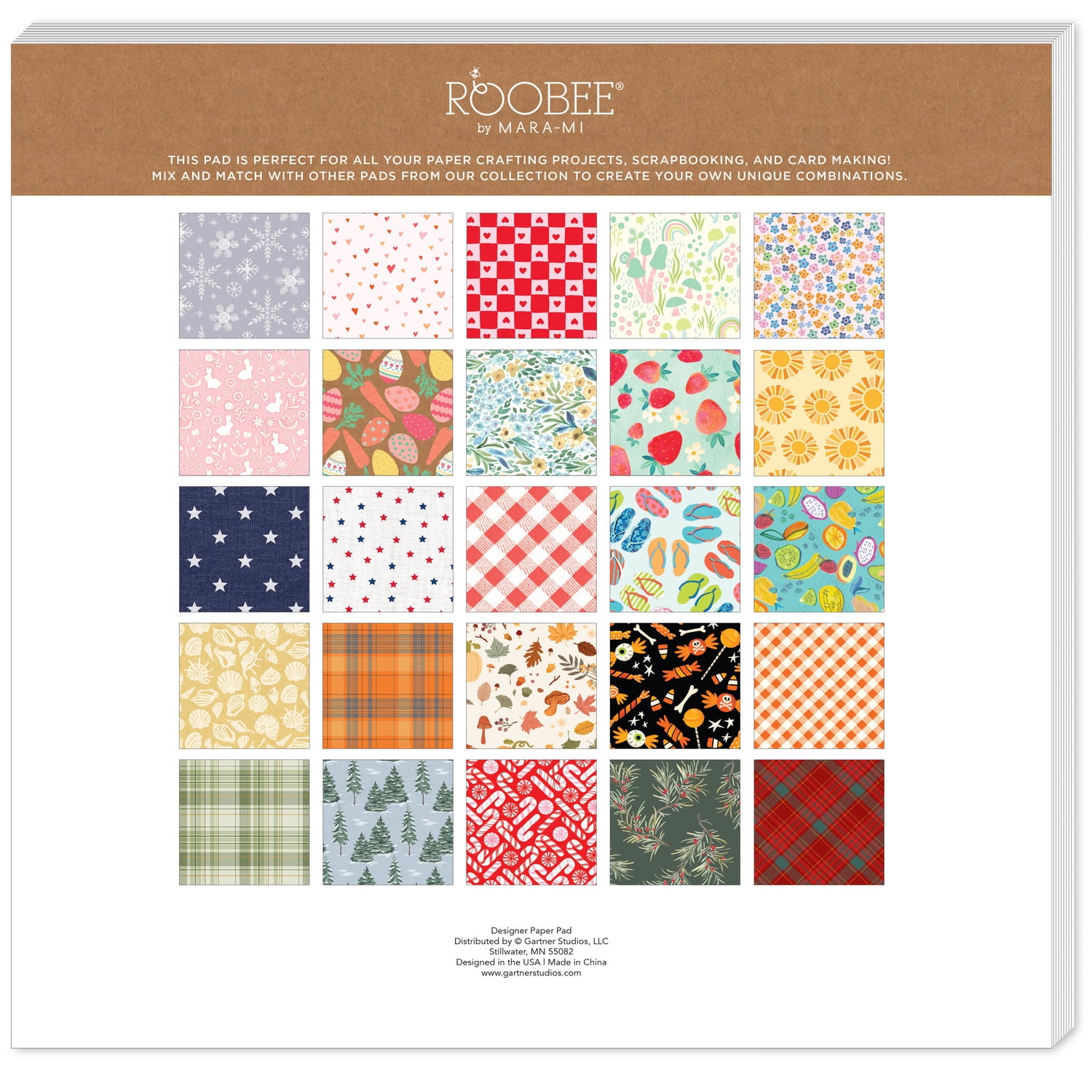 Roobee by Mara Mi Multicolor All Seasons Paper Pad 12" x 12" - 24 lb/110 GSM, 50 Sheets