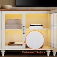 thumbnail image 3 of WAMPAT Buffet Server Table, Accent Sideboard with Storage & Glass Door,Console Table for Kitchen, Dining Room, and Living Room, White & Oak, 33.9", 3 of 7