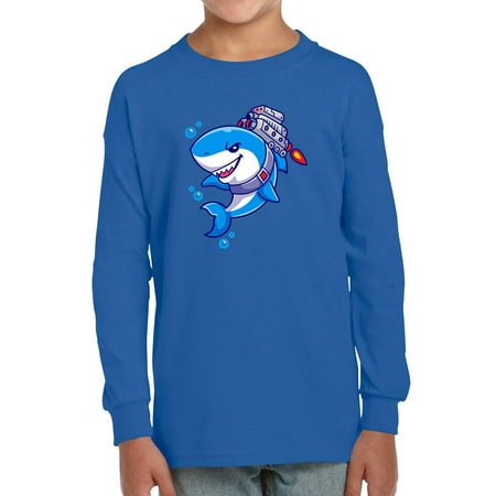 

Cool Cartoon Shark W Jetpack Long Sleeve Toddler -Image by Shutterstock 5 Toddler