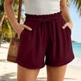 thumbnail image 3 of TAGOLD Women Sweat Shorts for Womens Solid Color High Drawstring Casual Shorts Functional Side Pockets Loose Summer Loungewear Bottoms, 3 of 5