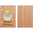 thumbnail image 3 of Happy Birthday Card Real Bamboo Wood Greeting Card with Hollow Cake & Star and Engraved Words Design Handmade Handwritten Card with Envelope, 3 of 6