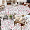 thumbnail image 6 of 8x10 Washable Area Rug, Pink Flamingo Non-Slip Extra Large Rectangle Rug for Living Room Bedroom, Summer Animal Heart Shape Palm Leaf Gray Plaid Indoor Floor Mat for Home Decor, 6 of 9