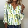 thumbnail image 2 of Pompotops T-shirt Décontracté Imprimé à Manches Trois-Quarts Col en V Manches Évasées pour Femmes Liquidation, 2 of 5