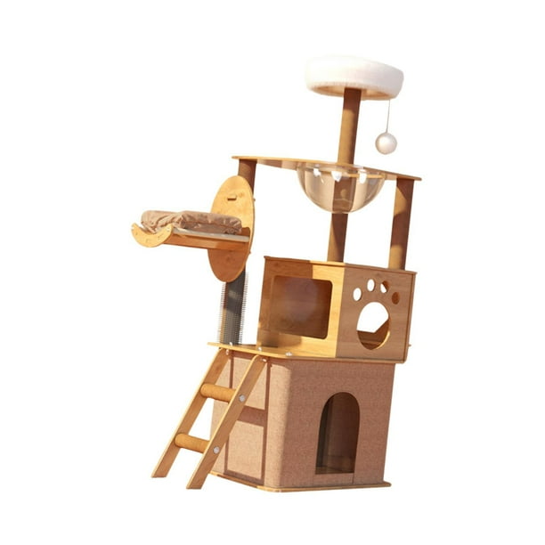 Torre para gatos de para gatos de interior, muebles de protección de varios niveles, torre de escalada para gatos, cama para gatos jugando , MarrÓn, 40x55x150cm