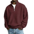 thumbnail image 2 of FRSASU Men's Quarter Zip Sweaters Polo Zip Up Pullover Waffle Knit Mock Neck Turtleneck Sweatshirt Wine, 2 of 7