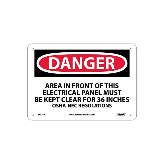 National Marker Danger Signs; Area In Front Of This Electrical Panel Must Be Kept Clear For 36