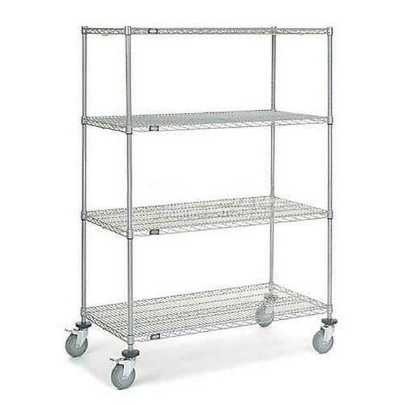Nexel Chrome Wire Shelf Truck, 48x24x69 1200 Pound Capacity with Brakes