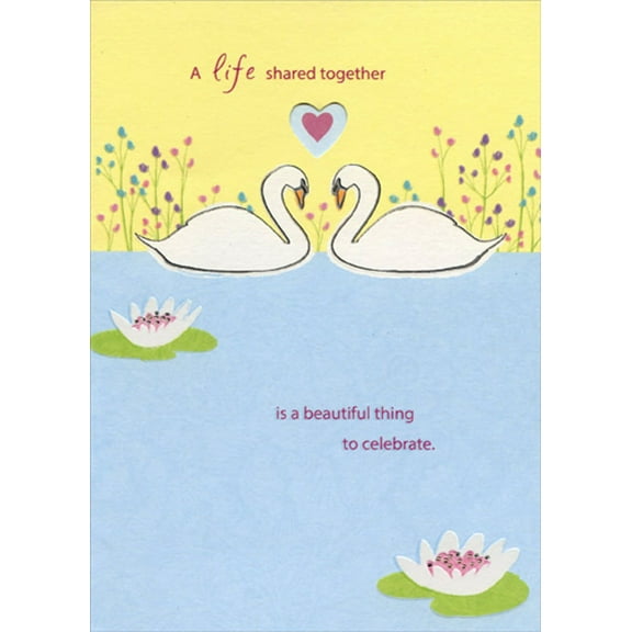 Designer Greetings Two Swans and Die Cut Heart Window Wedding Anniversary Congratulations Card