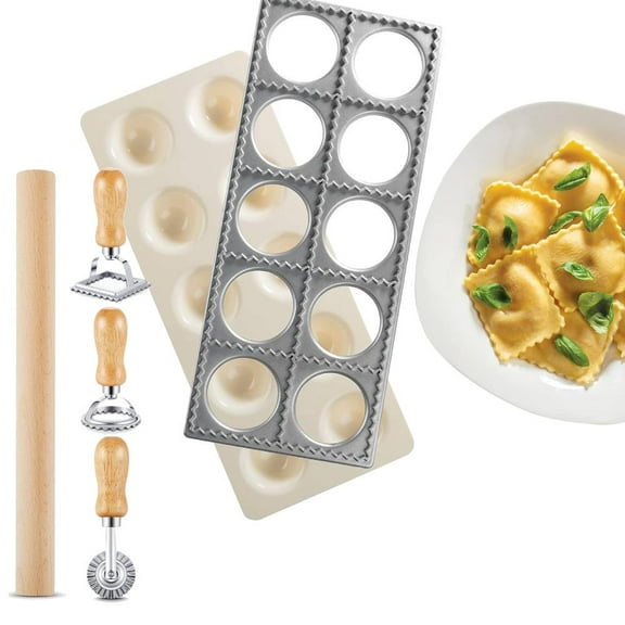 Ravioli Mold with Extra Large 2 Inch Squares and Ravioli Maker Cutter - Authentic Ravioli Tray and Press Makes 12 Italian Raviolis at a Time