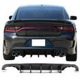 thumbnail image 2 of Ikon Motorsports Rear Diffuser Quad Exhaust Tips Compatible with 15-23 Dodge Charger IKON V2 Style Gloss Black PP Rear Bumper Diffuser Lip Shark Fins - 2PCS, 2 of 9