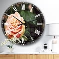 thumbnail image 2 of Designart 'Red and Orange Rose Flower Close Up' Traditional wall clock, 2 of 3