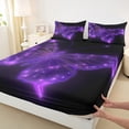thumbnail image 3 of Castle Fairy Flying Butterfly 3pcs Twin Sheet Sets,Black Purple Twin Fitted Sheet,Neon Gradient Breathable Flat Sheet,Ultra Soft Animal Home Decor, 3 of 7