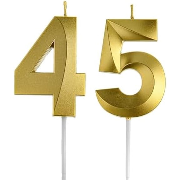 Gold 45 & 54 Birthday Candles, 45th & 54th Cake Toppers for Birthday Party Decorations, 45 Cake Candles for Men or Women$$Home Decor, Kitchen, & Other