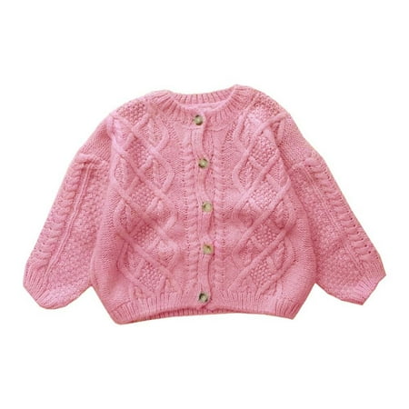 

Little Girls Knitted Cardigan Long Sleeve Sweater Jacket for Autumn Winter 1-8Y