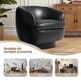 thumbnail image 5 of Swivel Barrel Accent Chair, Comfy Modern Upholstered Round Faux Leather Reading Arm Chair for Living Room, Bedroom (Black, Set of 2), 5 of 7