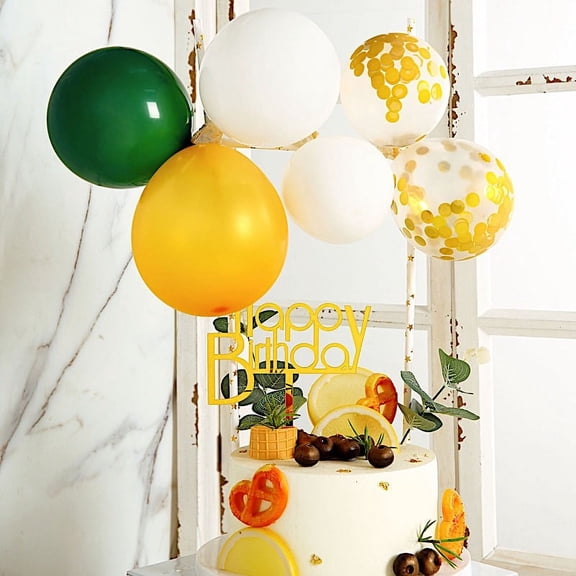 BalsaCircle Gold Green White Clear Mini Balloons Garland Cake Topper Decorationset Wedding Baby Shower Accessories