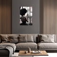 thumbnail image 4 of ZHONGYUTONG African American Wall Art Eiffel Tower Canvas Pink and Black Afro Pictures Black Woman Painting for Girl Room Decor Framed (16.00" x 24.00"), 4 of 5