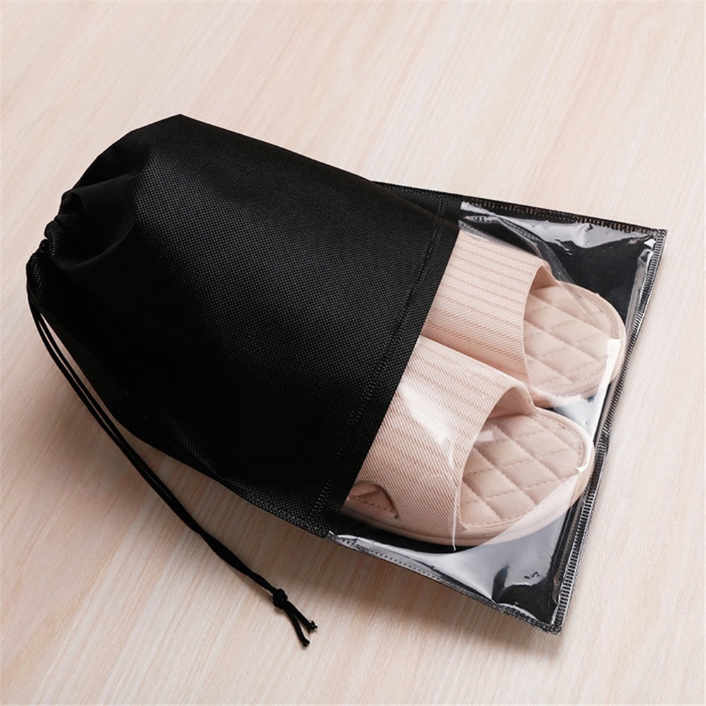 12PCS Shoe Bags for Travel - Large Dustproof Drawstring Shoes Pouch Packing Organizers for Men & Women, Black（storage bag only）