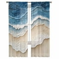 thumbnail image 2 of Blue Beach Coastal Semi Sheer Curtains 84 Inch Length 2 Panels Set, Nautical Seaside Ocean Beige Sheer Kitchen Curtain Privacy Voile Window Curtain for Living Room Bedroom Rod Pocket Drapes, 2 of 7