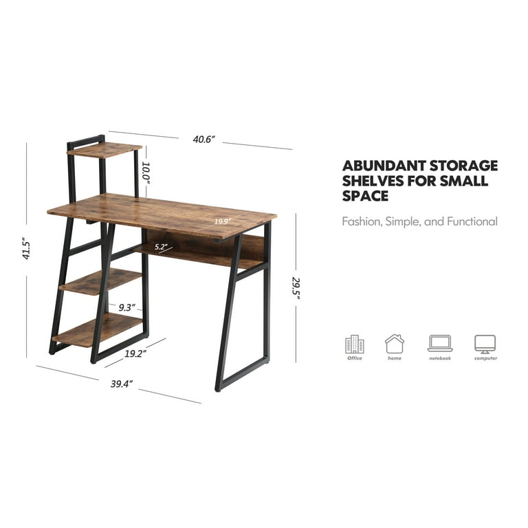 FITUEYES Computer Desk for Small Spaces, Study Writing Desk with Monitor  for Corner CD307001WB - The Home Depot
