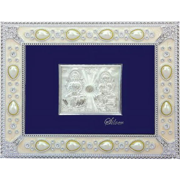Silver Picture in Frames Laxmi And Ganesh12"x10"