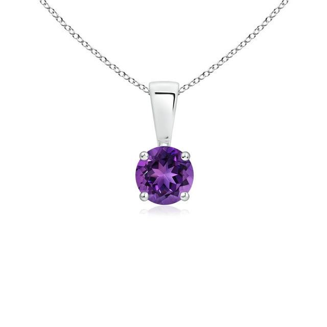 Angara Collier en Améthyste Naturelle - Pendentif Solitaire Rond en Améthyste avec Broches en Platine pour Femmes