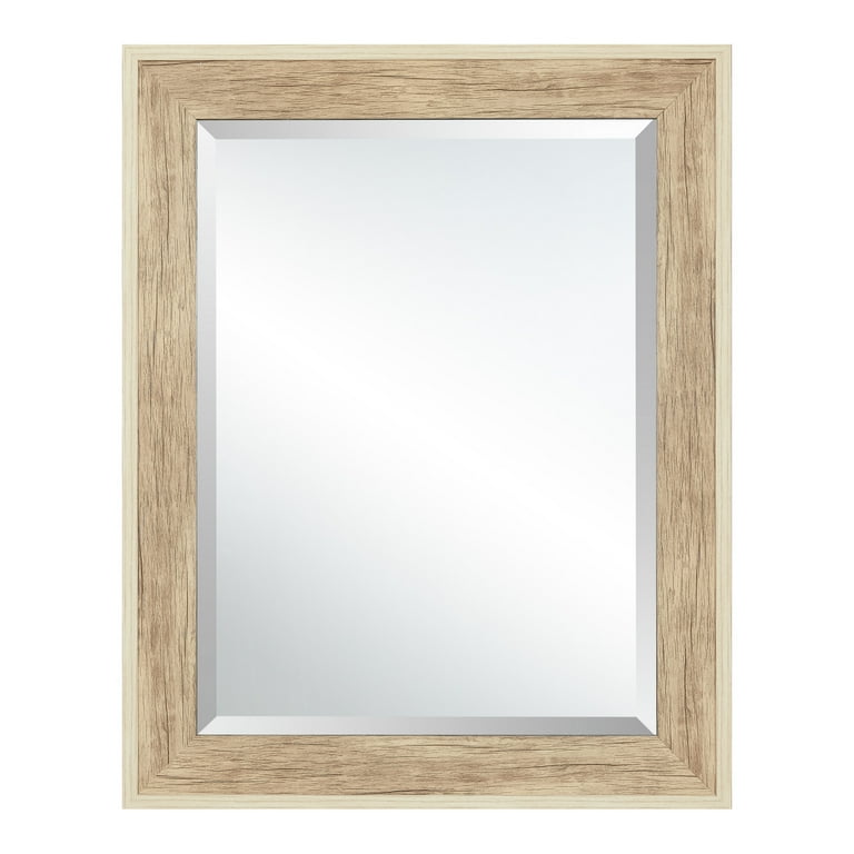 Mainstays Rectangular 23 X 29 Beveled Wall Mirror Brown Com 29 Beveled Wall Mirror Brown, How To Mount Beveled Mirror