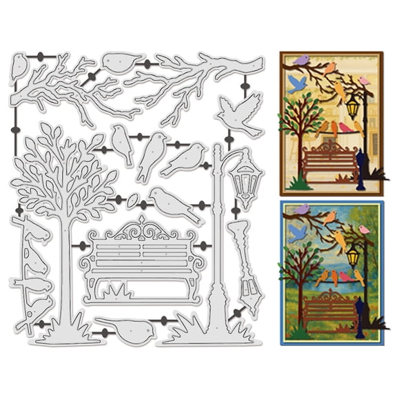 Bench Theme Carbon Steel Cutting Dies Stencils for DIY Scrapbooking Photo Album Decorative Embossing Paper Card Bird 140x160x0.8mm