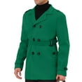 thumbnail image 4 of INSPIRE CHIC Men's Overcoat Slim Fit Double Breasted Notch Lapel Trench Coat with Belt Green L, 4 of 4