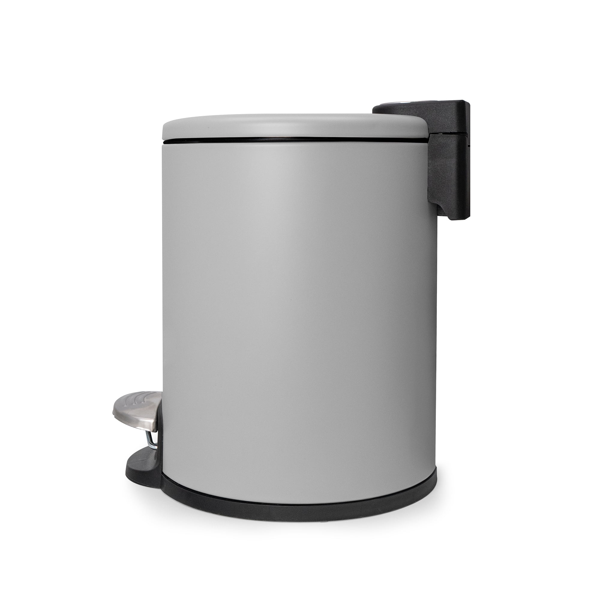 Acento Rondo 1.3 Gallon Round Step Trash Can with Soft-Close Lid, Removable Liner Bucket, Premium Pedal Metal Waste Bin for Bathroom, Bedroom, Dorm, Office, Matte Gray