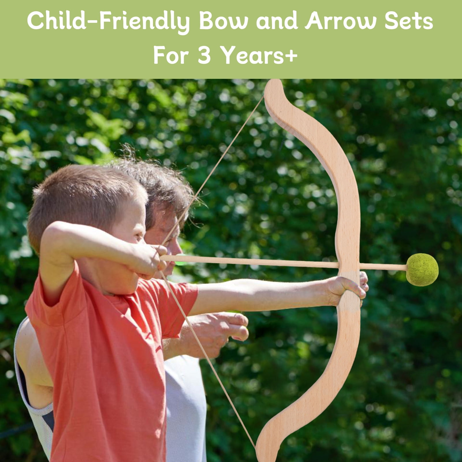 JBeeCtrl Kids Bow and Arrow Set, Wooden Archery Toy for Boys & Girls Aged 3-7, Bow and Arrow for Kids, Includes 5 Arrows, 5 Targets, Cotton Quiver, Indoor & Outdoor Play