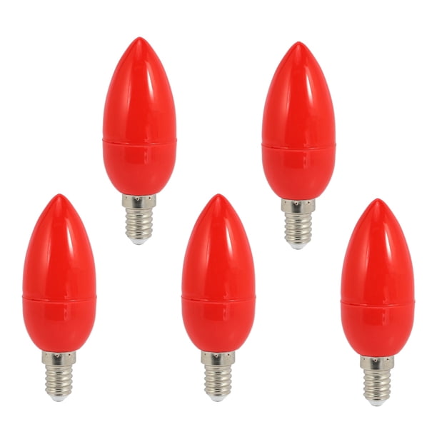 5X Bombilla de Velas de Luz LED Bombilla de Luz Roja con Luces de Luces de Vela con Ahorro de Energia,E14