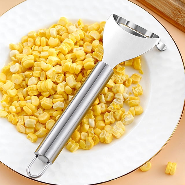 Herramienta peladora de maíz de acero inoxidable - Quitagranos y desgranador de maíz de acero inoxidable 304 - Cepillo rápido de 3 hileras con mango ergonómico