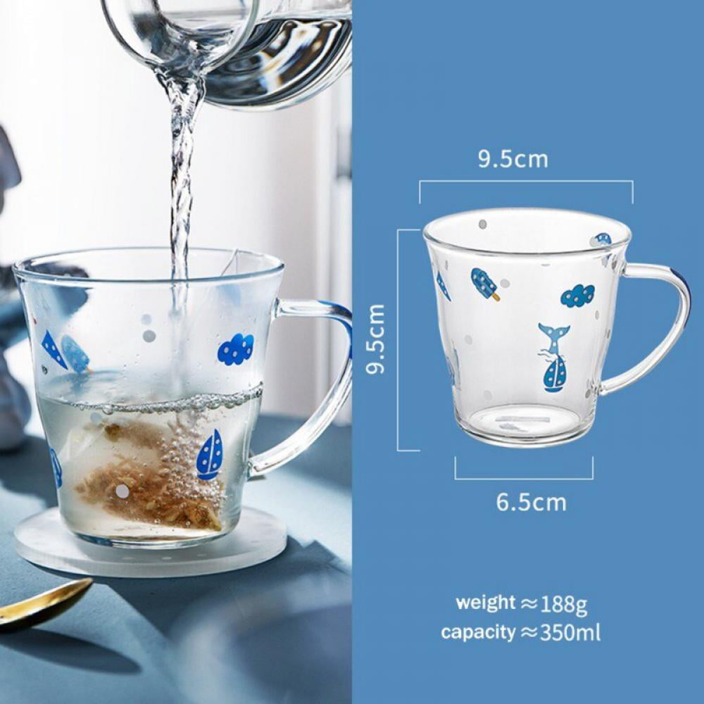 Flat Shape Heat-resistant Clear Glass Wine Coffee Tea Mug Teacup 