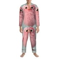 thumbnail image 3 of Fuzoiu Adorable Pink Fluffy Birds Print Men's Long-Sleeved Pajama,Lounge Button Down Nightwear,Mens Notch Collar Pajama Set -Large, 3 of 7