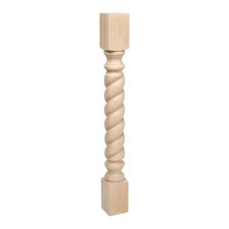 Outwater Rope Unfinished Hard Maple Kitchen Island Leg, 35-1/4 x 3-3/4 in