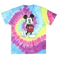 thumbnail image 2 of Disney Men's Mickey Mouse Classic Pose Distressed Graphic Print Spiral Tie-Dye Adult Cotton Short Sleeve T-Shirt, 2 of 5