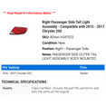 thumbnail image 2 of Right Passenger Side Tail Light Assembly - Compatible with 2015 - 2017 Chrysler 200 2016, 2 of 2