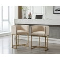 thumbnail image 6 of Guyou 24” Modern Linen Counter Barstool with Upholstered Bucket Kitchen Island Chair with Gold Metal Frame and Curved Back for Living Room and Dining Room, Beige, 6 of 13