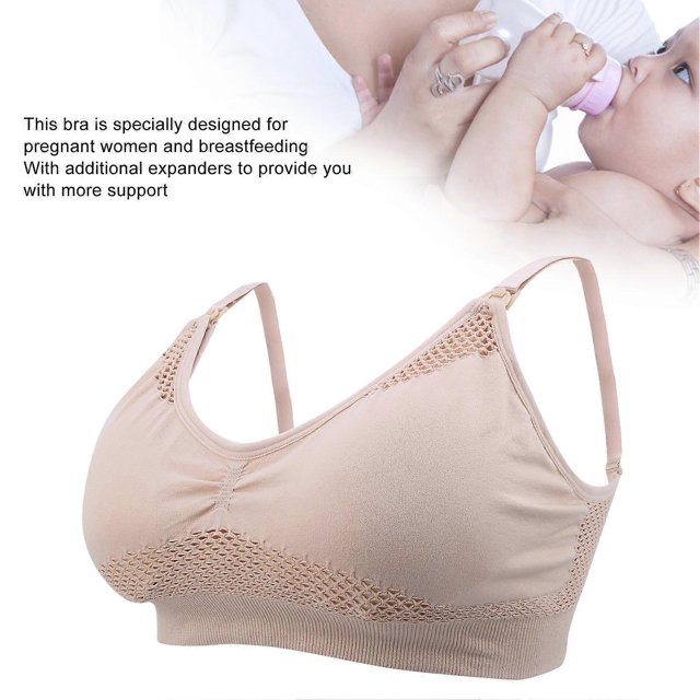 Hands Free Pumping Bra Comfortable Breathable Breast Pumping Bra Breastfeeding BraFlesh Color XL