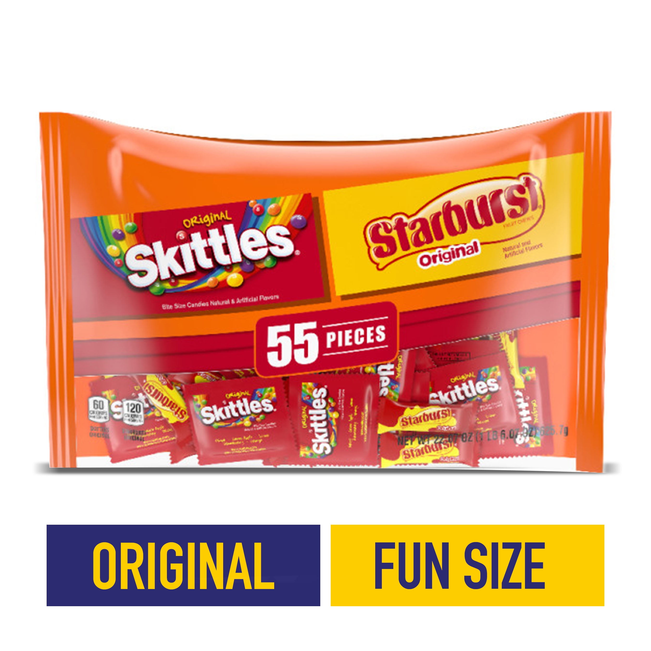 SKITTLES, STARBURST Original FUN SIZE candy, 55 pieces, 22.07 oz bag