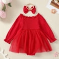 thumbnail image 4 of GYRATEDREAM Baby Girls 1st/2nd First Birthday Outfits Cotton Ruffle Sleeve Romper Strawberry Print TuTu Skirt Set with Headband 3Pcs Clothes Set for 9-18M, 4 of 9