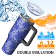 thumbnail image 5 of 40oz Pioneer Flower Floral Print Pattern Insulated Tumbler with Handle, BPA-Free Leak Proof Lid and Straws, Double Wall Vacuum, Hot 12h/Cold 34h, 5 of 6