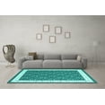 thumbnail image 3 of Ahgly Company Machine Washable Indoor Square Abstract Turquoise Blue Contemporary Area Rugs, 6' Square, 3 of 4