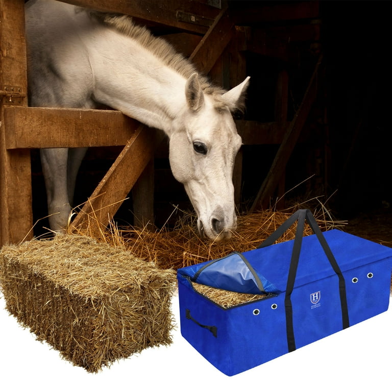 Harrison Howard Hay Bale Storage Bag 1680D Oxford Fabric Large Capacity Tote Hay Bale Carry Bag for Horse Medium 45 L x 23 W x 19 H Blue