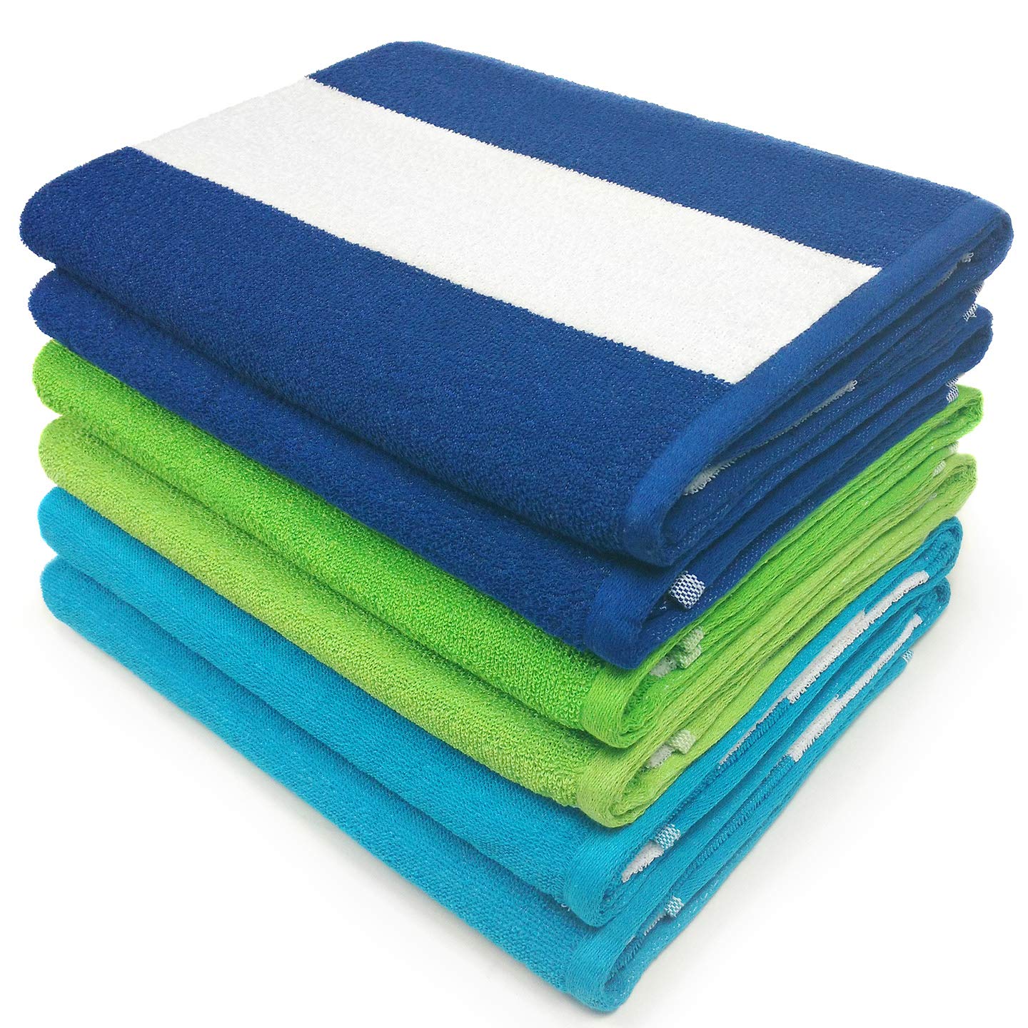 KAUFMAN Cabana Terry Loop Beach Towel Pool Towel6 Pack 30 in x 60 in