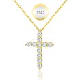 thumbnail image 3 of VNOX Cross Necklaces for Women 925 Sterling Silver 18K Gold Plated Cubic Zirconia Cross Pendant Necklace Simple Jesus Cross Necklace Cute Simulated Diamond Jewelry Religious Minimalist Gift, 3 of 8
