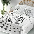 thumbnail image 3 of Ambesonne Emoji Fitted & Top Sheet Set with Shams, Neutral Winking Funny Face, White Dark Grey, 3 of 5