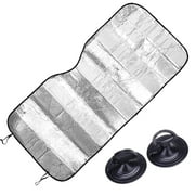 Bxmavoj Car Foldable Wind Sunshade Auto Front Window Sun Cover Aluminum Foil Reflective Sun Block UV Ray Car Window Sun Visor Protector Heat Reduction Keeps Vehicle Cool 51.2x23.6"(Silver)