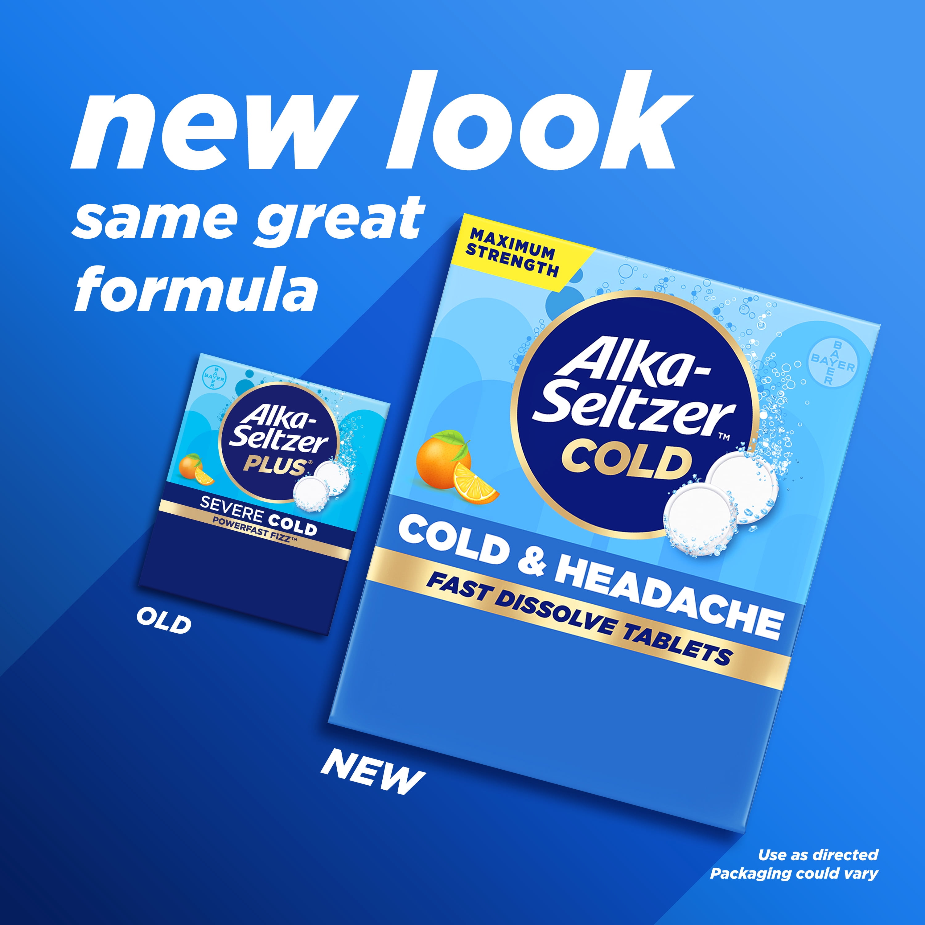 (3 pack) Alka-Seltzer Cold, Cold & Headache Max Strength Fast Dissolve Tabs, Orange Flavor, 24 Count